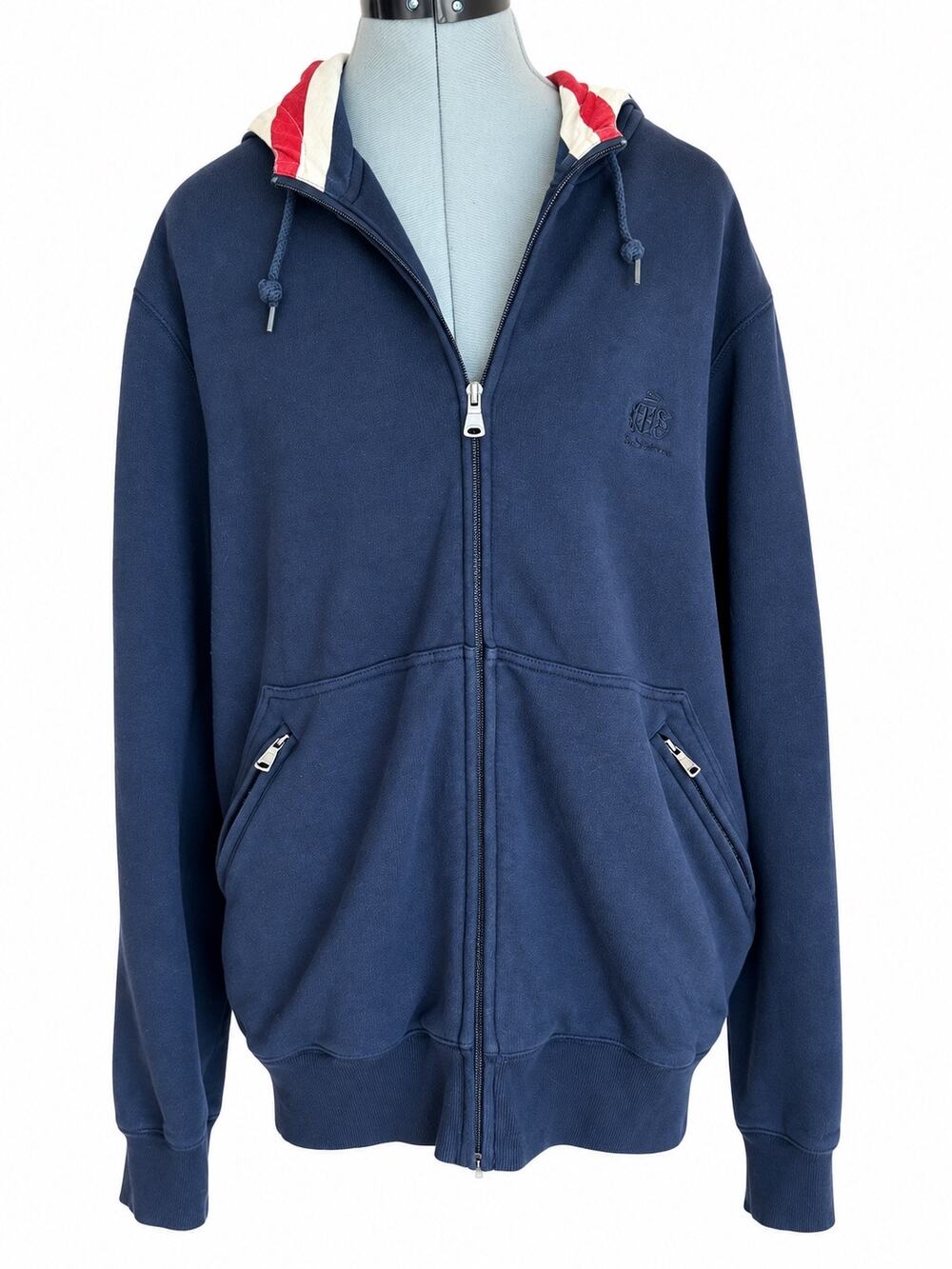Vintage Ben Sherman Navy Union Jack Lined Zip Hoodie XL